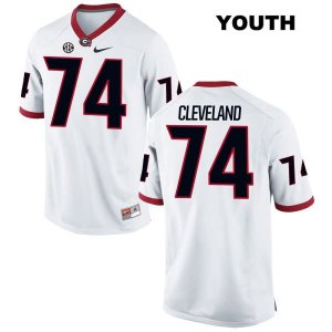 Youth Georgia Bulldogs NCAA #74 Ben Cleveland Nike Stitched White Authentic College Football Jersey VKA1354GK